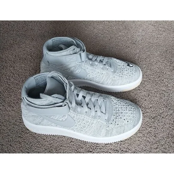 Nike Men's Air Force 1 Ultra Flyknit Mid Wolf Grey Custom Patch Size 9 - Picture 8 of 8